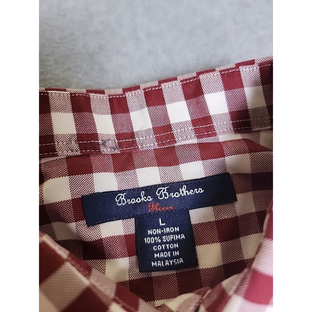 Brooks Brothers Shirt Mens L Fleece Red Plaid Supima Cotton Dad Preppy Logo - Picture 2 of 12